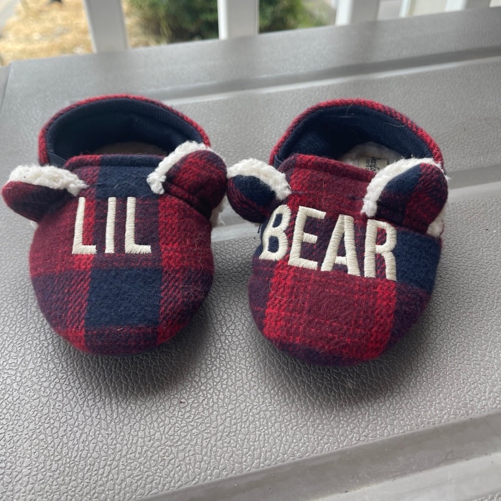 Plaid Baby slippers - Red and Black 5/6 toddler